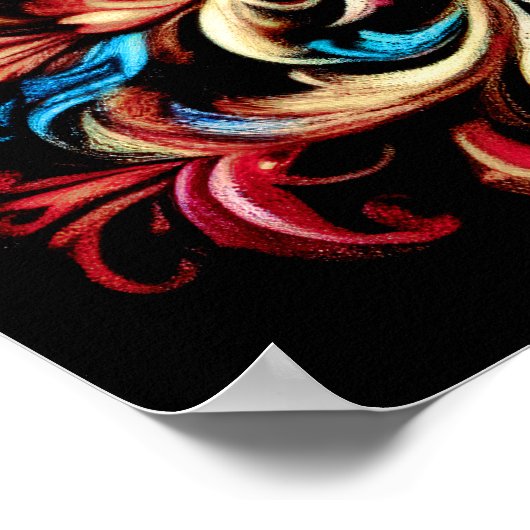 Tekenpastel Abstracte bloemenbloei Poster (Hoek)