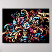 Tekenpastel Abstracte bloemenbloei Poster (Voorkant)