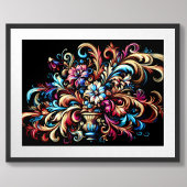 Tekenpastel Abstracte bloemenbloei Poster