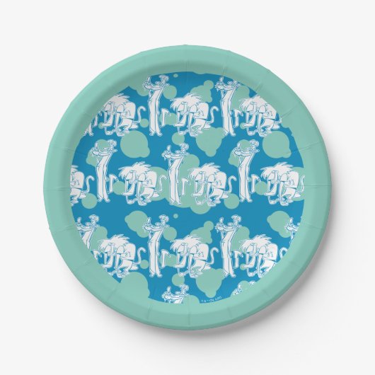 Tekenpatroon en Baboon Blue Papieren Bordje (Voorkant)