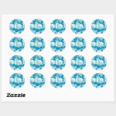 Tekenpatroon en Baboon Blue Ronde Sticker (Vel)