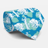 Tekenpatroon en Baboon Blue Stropdas (Opgerold)