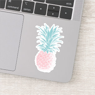 Tekenroze en groene ananas sticker