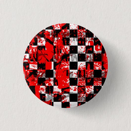 Tekenspleet Schaakbord Grafisch Ronde Button 3,2 Cm (Voorkant)