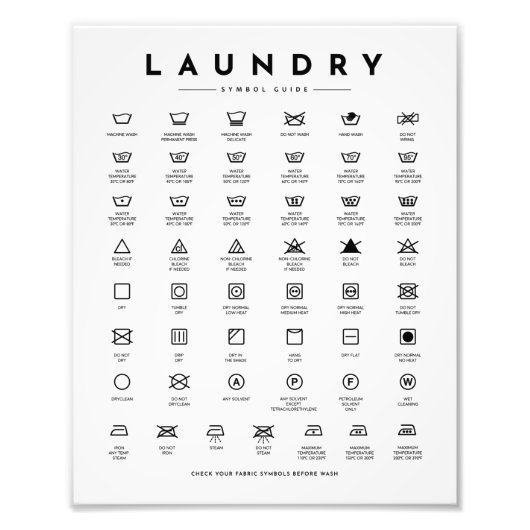 Tekensymbolen wasgoed foto afdruk (Voorkant)