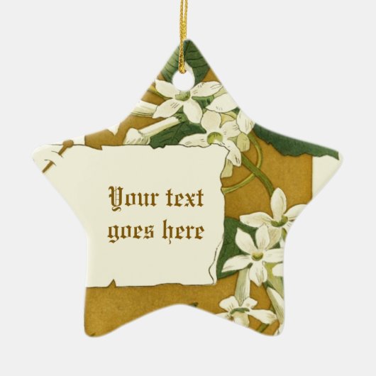 tekenwitte jasmijnsieremmer keramisch ornament (Voorkant)