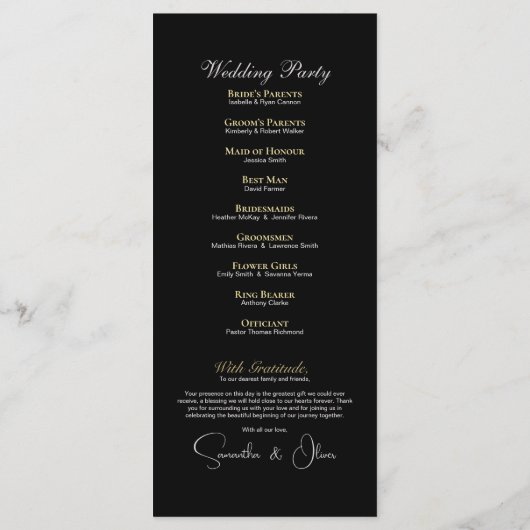 Tekst Alleen Minimale Trouwprogramma Programma (Achterkant)