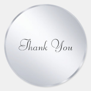 Tekst Bedankt Metallic Zilver Modern Sjabloon Ronde Sticker
