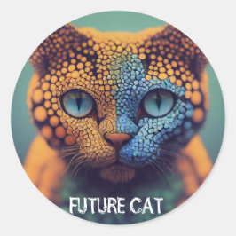 Tekst bewerken Toekomstige Cat Personaliseer Naam Ronde Sticker