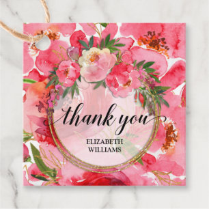 Tekst Dankjewel Pioenrozen Bloemen Bedankjes Labels