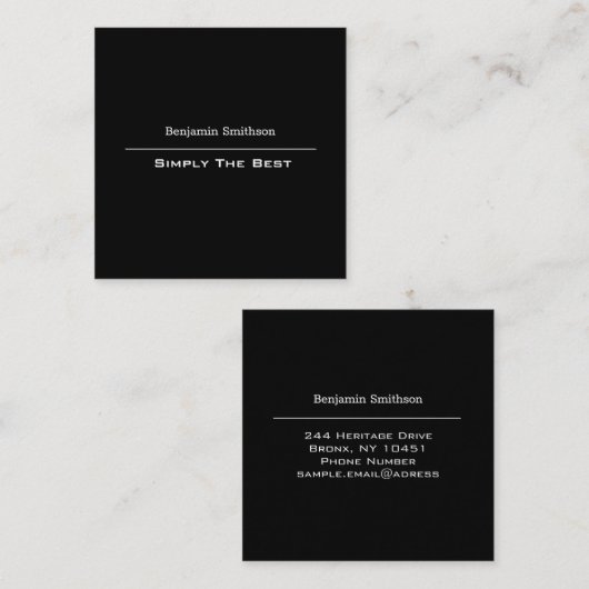  tekst en kleuren - Basis zwart-wit Vierkante Visitekaartje (Voorkant / Achterkant)