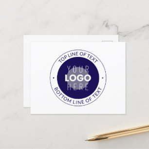tekst en uw Logo Donkerblauw Paarse Briefkaart