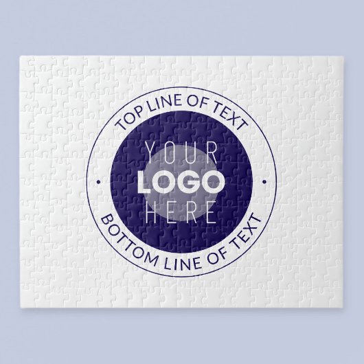  tekst en uw Logo | Donkerblauw Paarse Legpuzzel