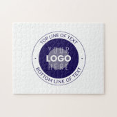  tekst en uw Logo | Donkerblauw Paarse Legpuzzel (Horizontaal)