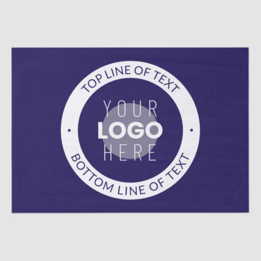  tekst en uw Logo | Donkerblauw Paarse Tissuepapier (Voorkant)