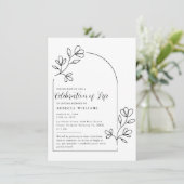 Tekst Floral Arch Celebration of Life Invitation Kaart (Staand voorkant)