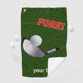 TEKST FORE MET Ball, Golf Head en Grass Golfhanddoek (Insitu)