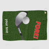 TEKST FORE MET Ball, Golf Head en Grass Golfhanddoek (Horizontaal)