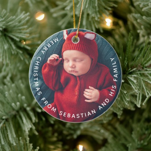  tekst & foto Elegant Merry Kerstmis Keramisch Ornament (Boom)