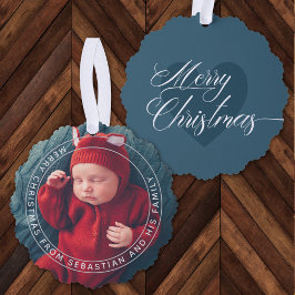  tekst & foto Elegant Merry Kerstmis Ornament Kaart