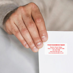 Tekst Gebaseerd Zakelijk Merk in Rood op Adreslabe Etiket