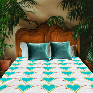 Tekst. Hart & Arrow-Gold-Wht Fleece Deken