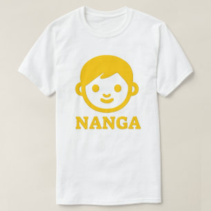 Tekst in het Tasmaans: nanga en een geel gezicht T-shirt