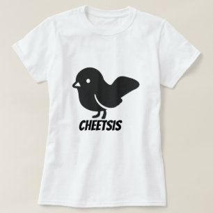 Tekst in Mahican: cheetsis en een zwarte vogel T-shirt