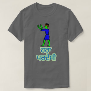 Tekst in Punjabi : ਹ ਰਾ ਰ ਸੀ en groene T-shirt