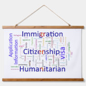 Tekst in verband met immigratie en burgerschap hangend wandkleed (Voorkant)