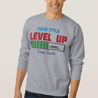 Tekst 'Level Up' met groene laadvoortgang Trui