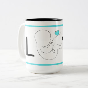 Tekst liefde scripted baby met blauw hart, tweekleurige koffiemok
