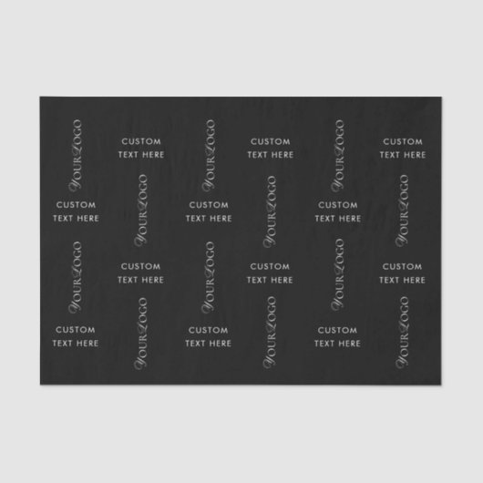 Tekst Logo Custom Bedrijf Zwart Achtergrond Tissuepapier (Voorkant)