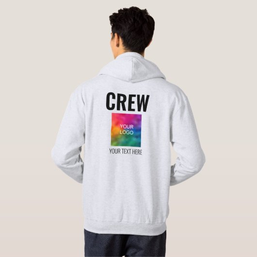  tekst Logo Dubbelzijdige Mannen Crew Hoodie (Achterkant volledig)