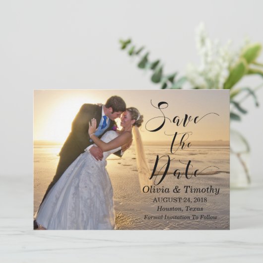 tekst overlay foto "Save the date" Save The Date (Staand voorkant)