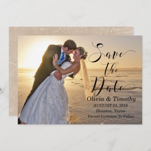 tekst overlay foto "Save the date" Save The Date (Voorkant / Achterkant)