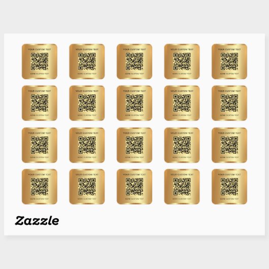 Tekst QR-code Aangepaste Sjabloon Gold Look Scanna Vierkante Sticker (Vel)