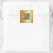Tekst QR-code Aangepaste Sjabloon Gold Look Scanna Vierkante Sticker (Tas)