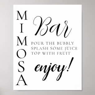 Tekst Script Minimaal Mimosa Bar Bord Poster