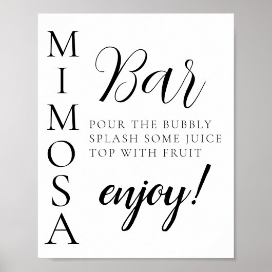 Tekst Script Minimaal Mimosa Bar Bord Poster (Voorkant)
