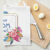 Tekst toevoegen Naam Boho Flower Feathers Beste ma Theedoek (Quarter Fold)