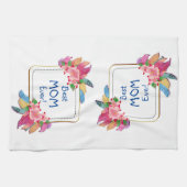 Tekst toevoegen Naam Boho Flower Feathers Beste ma Theedoek (Horizontaal)