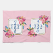 Tekst toevoegen Naam Boho Flower oma Theedoek (Horizontaal)