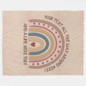 Tekst toevoegen Naam Boho Rainbow Heart Soft Brown Fleece Deken (Voorkant (Horizontaal))