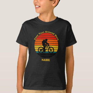 Tekst toevoegen Naam Retro Sunset Bike Rider wijzi T-shirt