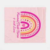 Tekst toevoegen naam wijzigen Boho Rainbow harten  Fleece Deken (Voorkant (Horizontaal))