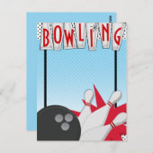 TEKST TOEVOEGEN  Retro Bowling Bowl Night Event Briefkaart (Voorkant / Achterkant)