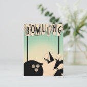 TEKST TOEVOEGEN  Retro Bowling Bowl Night Event Briefkaart (Staand voorkant)
