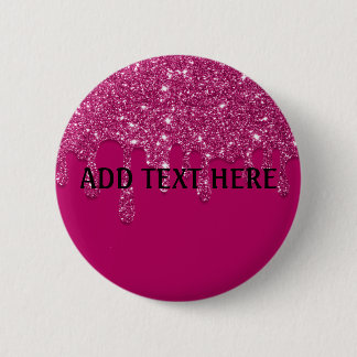 Tekst toevoegen | Roze druipende glitterknop Ronde Button 5,7 Cm
