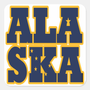 Tekst van de vlag van de staat Alaskan Vierkante Sticker
